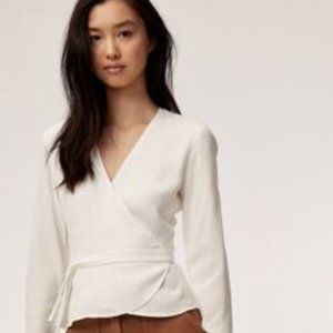 Aritzia Wilfred Wrap Shannon Blouse with Tie